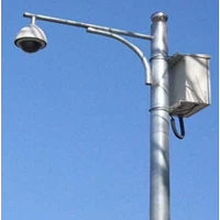 Galvanized Round Single Ornament CCTV Pole
