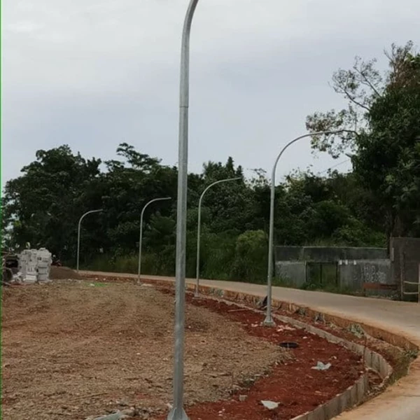 Single paraball street light pole galvanized ornament