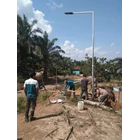 Single 9 meter octagonal angle street light pole 1