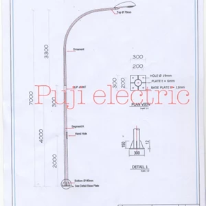 Single parabol 8 meter round pipe PJU pole