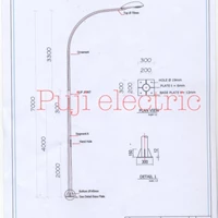 Tiang Lampu PJU pipa bulat single angle tinggi 7 m