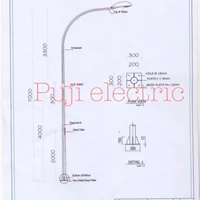 Tiang Lampu Jalan Oktagonal double 9m galvanis 