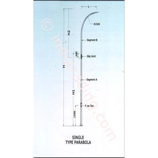 Tiang PJU / Tiang Lampu Jalan Oktagonal Single Tipe Parabola