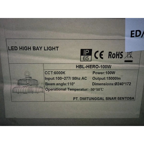 Lampu LED  High Bay 100 Watt Wolfz